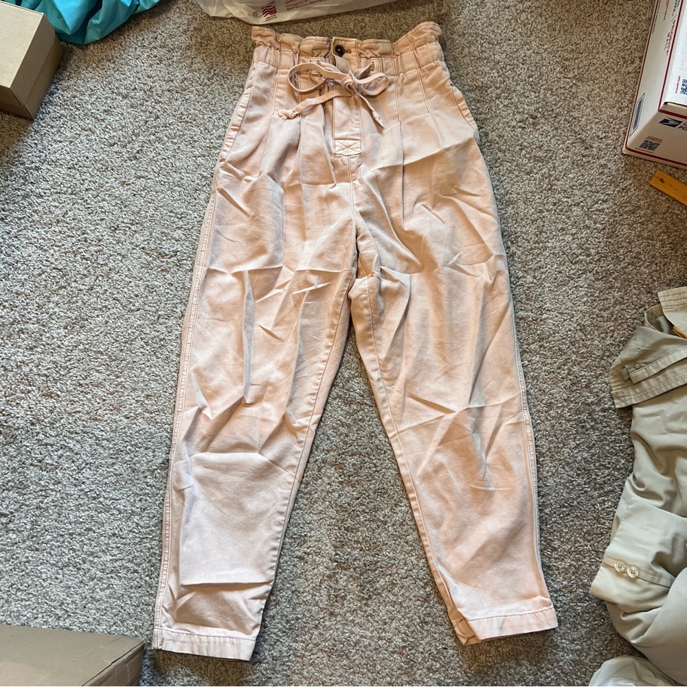 Free People Pleated Trouser Paperbag Tie Waist Pants